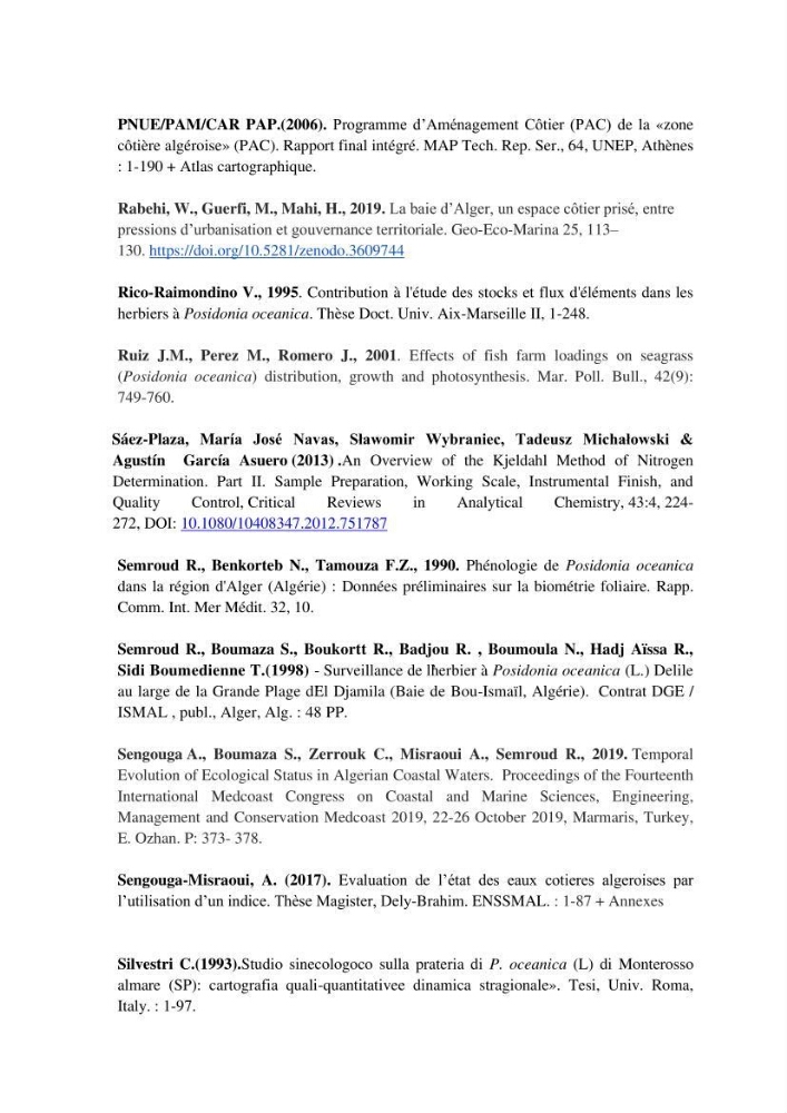 Contribution à l’étude des réponses morphologiques et physiologiques des herbiers à Posidonia oceanica aux stress environnementaux