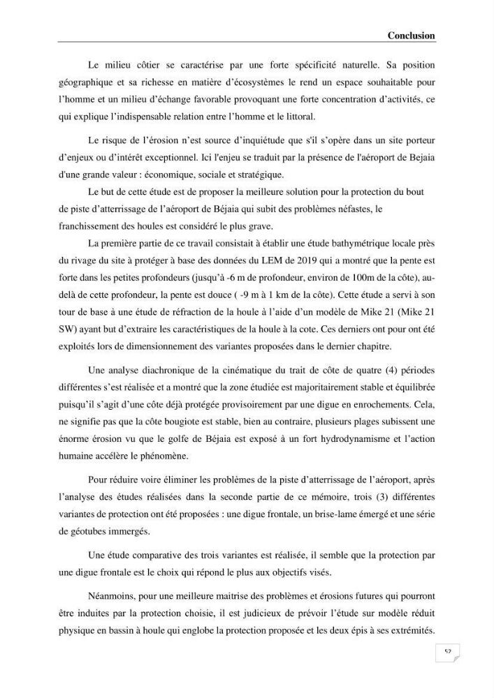 Etude de protection maritime frontale du bout de piste de l’aéroport de Béjaia (Algérie)