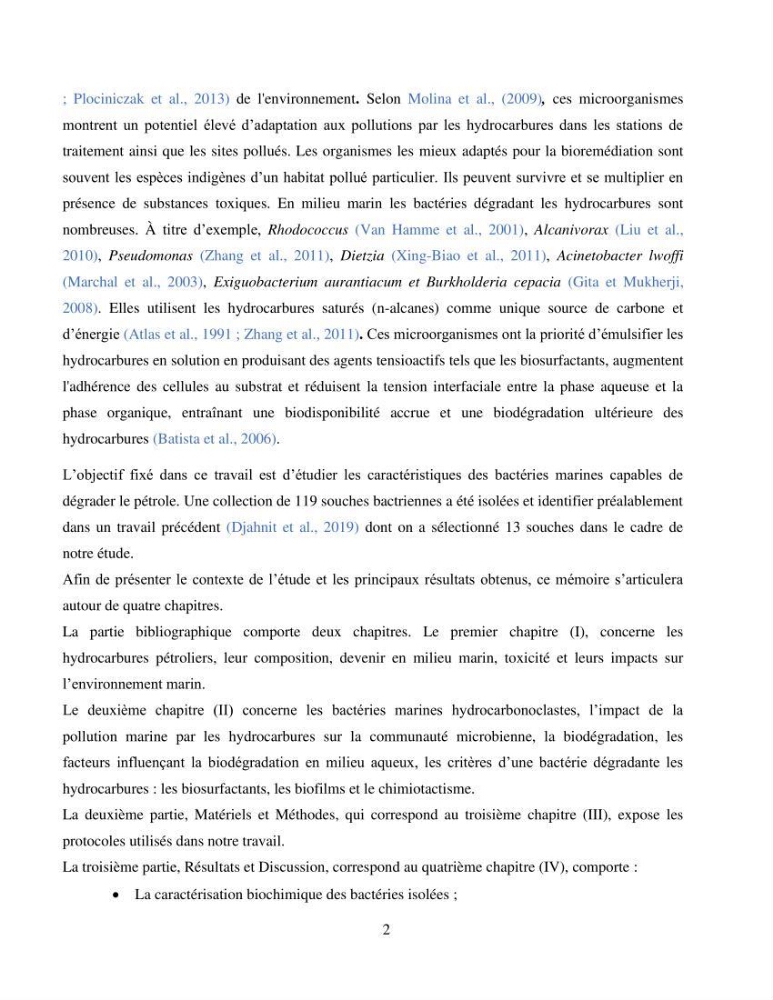 Caractérisation des bactéries marines dégradant les différentes fractions du pétrole