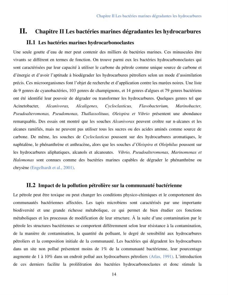 Caractérisation des bactéries marines dégradant les différentes fractions du pétrole