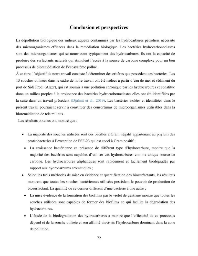 Caractérisation des bactéries marines dégradant les différentes fractions du pétrole