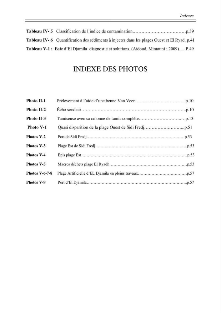 Ensablement des ports de Sidi fredj et d\'El Djamila et le devenir des produits de dragage