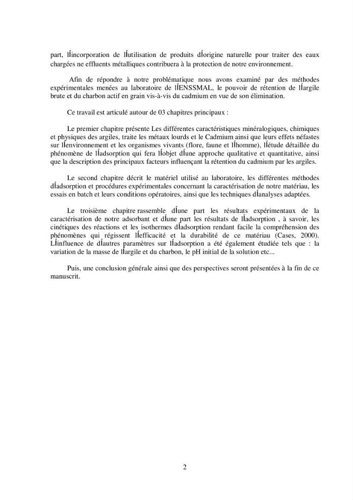 Rétention du cadmium dans un milieu aqueux sur une argile brute Algérienne.