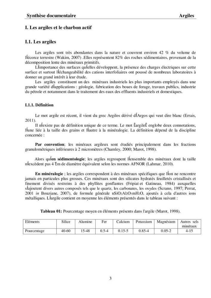 Rétention du cadmium dans un milieu aqueux sur une argile brute Algérienne.