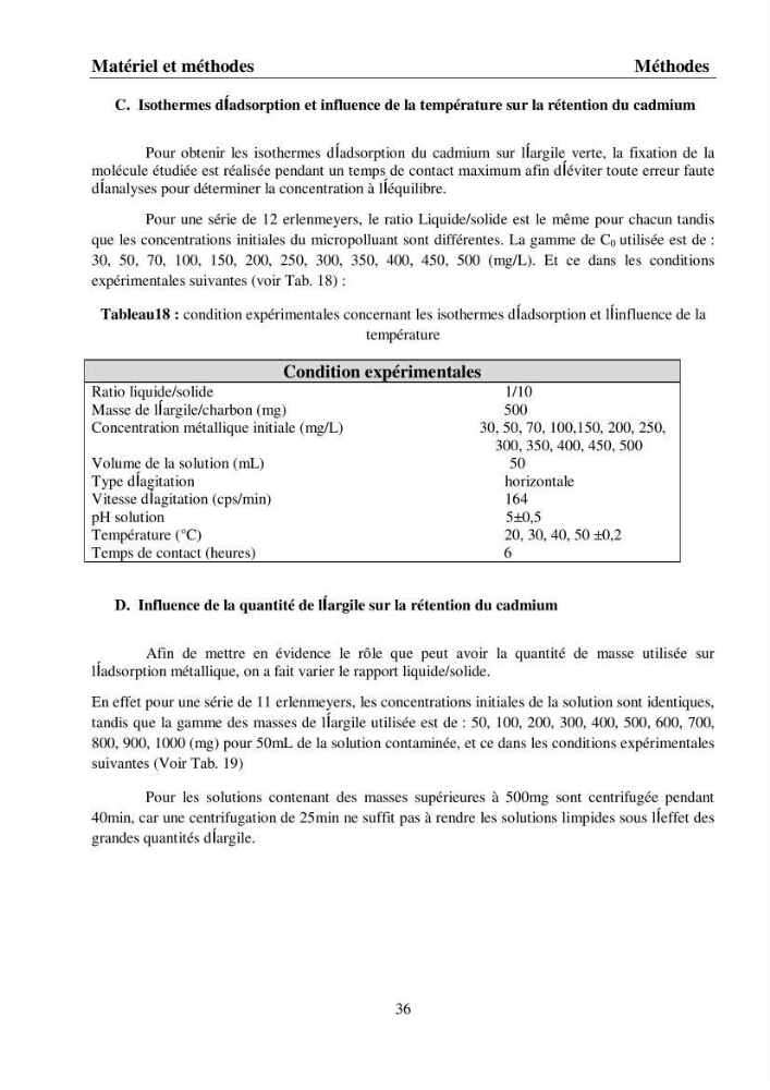 Rétention du cadmium dans un milieu aqueux sur une argile brute Algérienne.