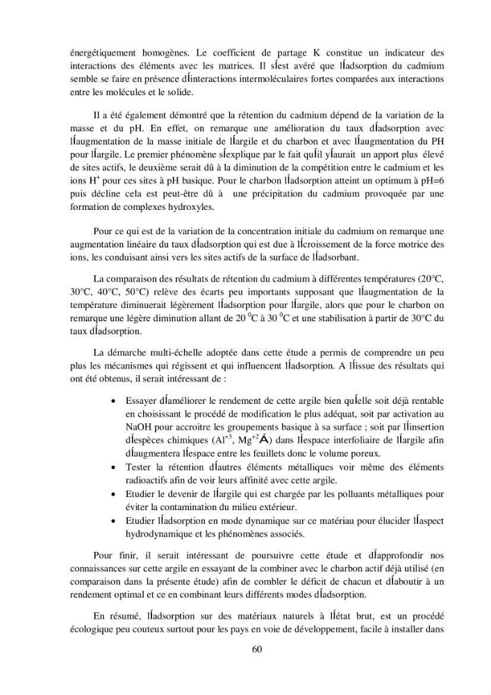 Rétention du cadmium dans un milieu aqueux sur une argile brute Algérienne.