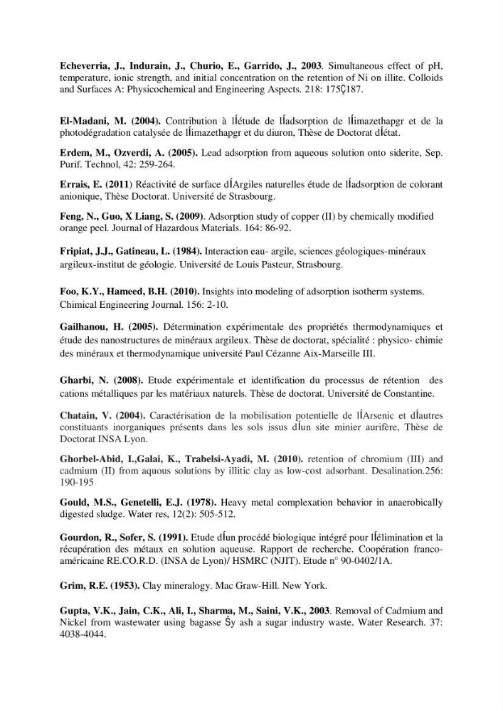 Rétention du cadmium dans un milieu aqueux sur une argile brute Algérienne.