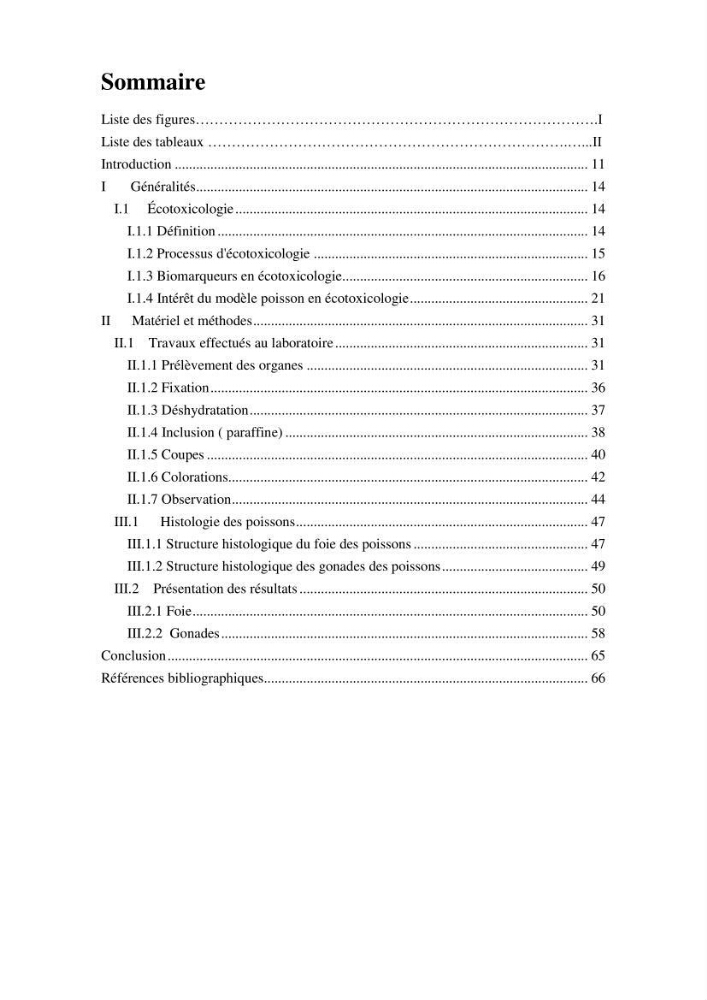 Mise en place d\'indicateurs écotoxicologiques pour la surveillance et l\'évaluation de la pollution marine (indice hépatique et gonadique des poissons)