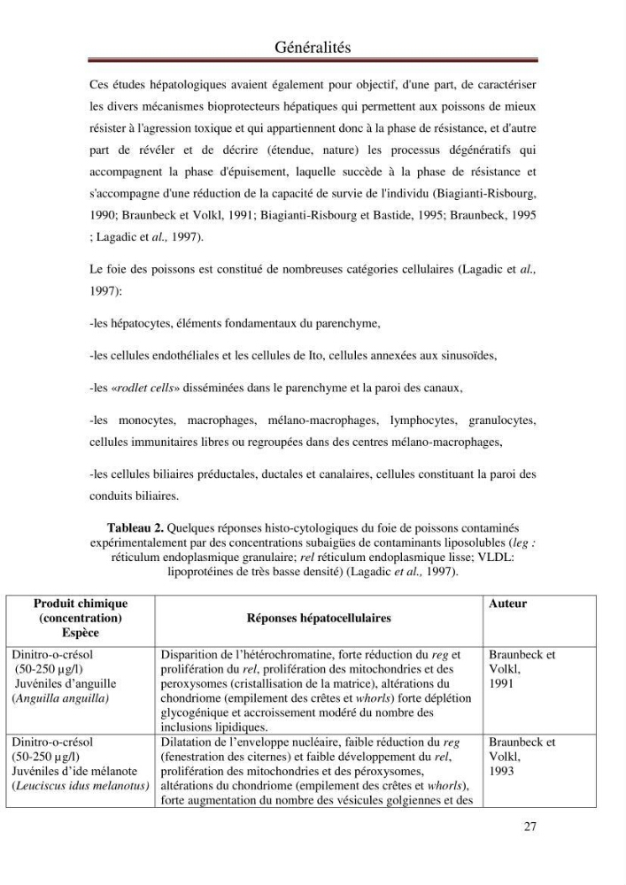 Mise en place d\'indicateurs écotoxicologiques pour la surveillance et l\'évaluation de la pollution marine (indice hépatique et gonadique des poissons)
