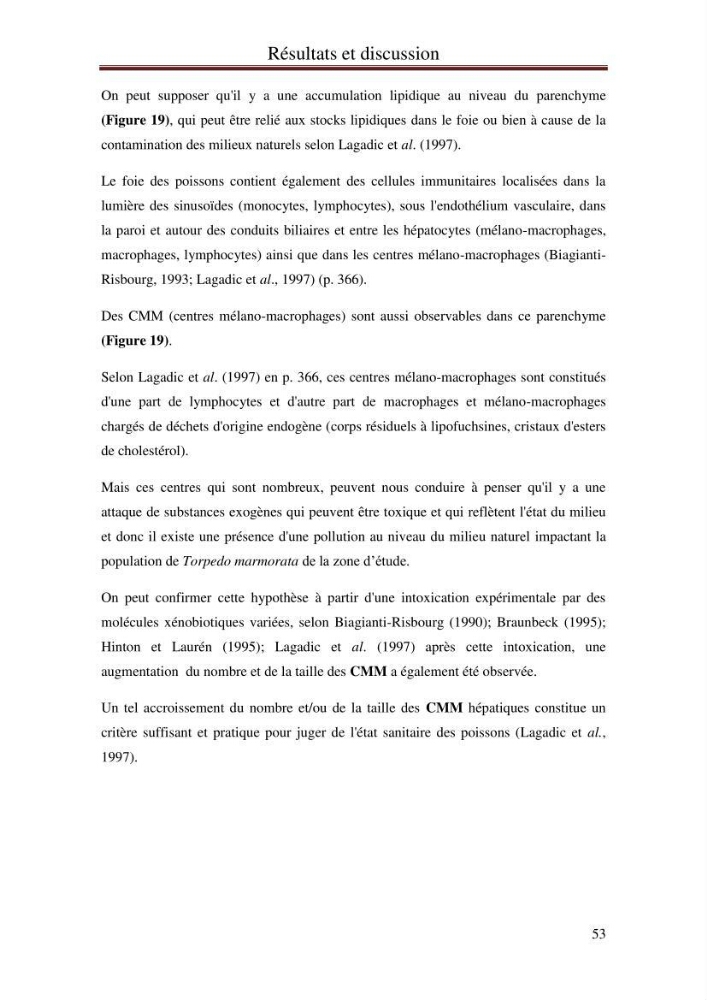 Mise en place d\'indicateurs écotoxicologiques pour la surveillance et l\'évaluation de la pollution marine (indice hépatique et gonadique des poissons)