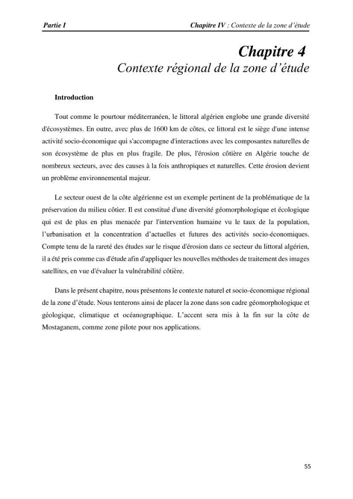Apport des techniques de télédétection à l’étude de la vulnérabilité et risques côtiers: (cas de la côte ouest-algérienne)