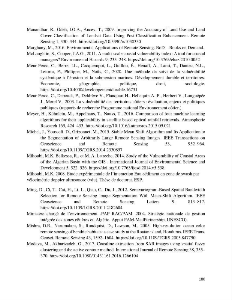 Apport des techniques de télédétection à l’étude de la vulnérabilité et risques côtiers: (cas de la côte ouest-algérienne)