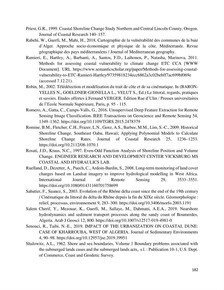 Apport des techniques de télédétection à l’étude de la vulnérabilité et risques côtiers: (cas de la côte ouest-algérienne)