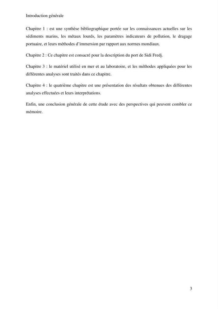 Evaluation de la qualité des sédiments superficiels du port de Sidi-Fredj en vue d\'une opération de dragage