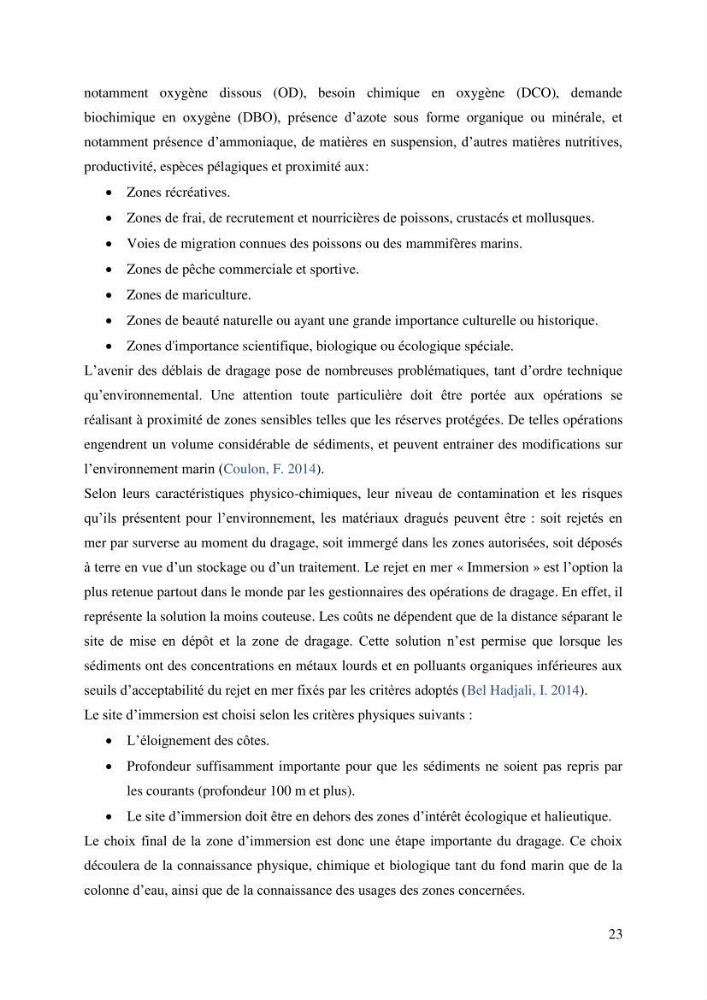 Evaluation de la qualité des sédiments superficiels du port de Sidi-Fredj en vue d\'une opération de dragage