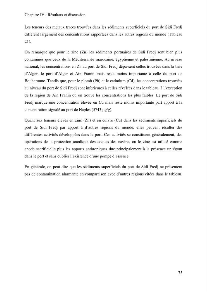 Evaluation de la qualité des sédiments superficiels du port de Sidi-Fredj en vue d\'une opération de dragage
