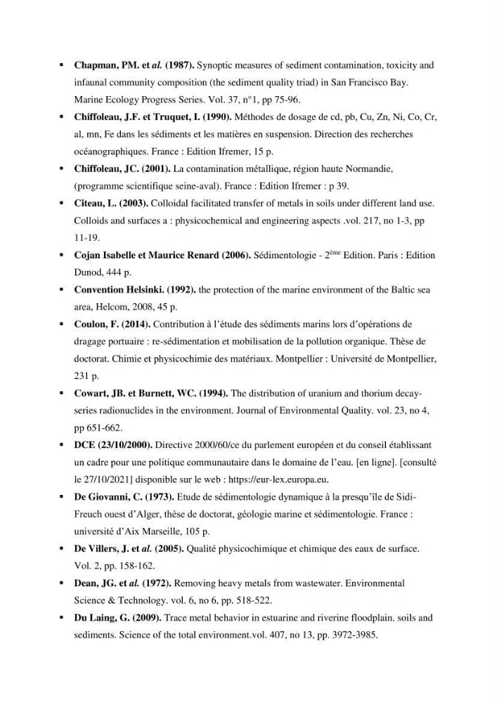 Evaluation de la qualité des sédiments superficiels du port de Sidi-Fredj en vue d\'une opération de dragage