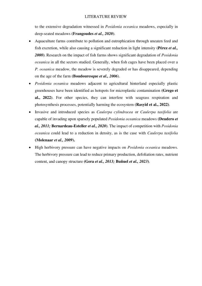 Assessment and quantification of anthropogenic pressures on Posidonia oceanica (L.) Delile 1883 meadows in the central Algerian coast