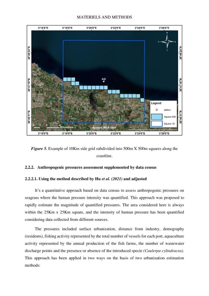 Assessment and quantification of anthropogenic pressures on Posidonia oceanica (L.) Delile 1883 meadows in the central Algerian coast
