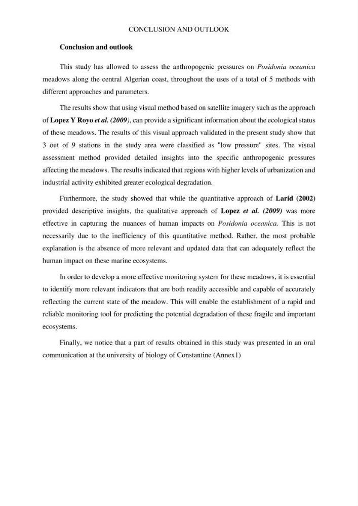 Assessment and quantification of anthropogenic pressures on Posidonia oceanica (L.) Delile 1883 meadows in the central Algerian coast