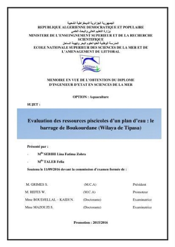 Evaluation des ressources piscicoles d'un plan d'eau Evaluation des ressources piscicoles d'un plan d'eau