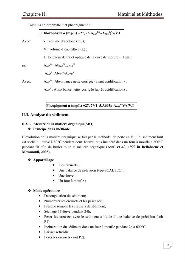 Contrôle des caractéristiques physico-chimiques du sédiment de la plage de Sidi-Fredj