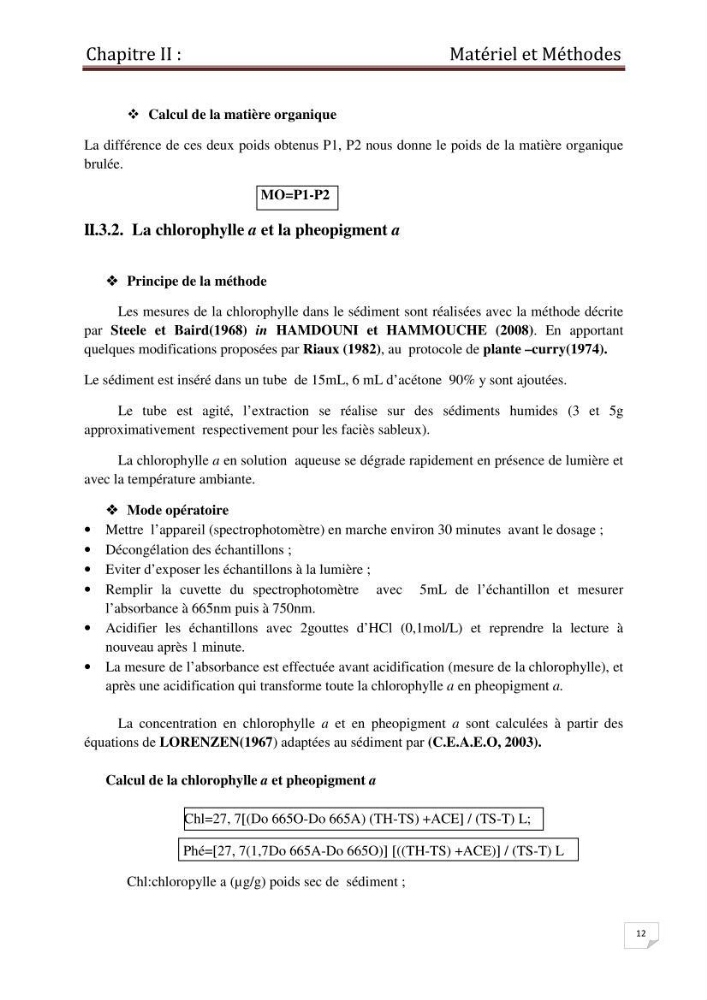 Contrôle des caractéristiques physico-chimiques du sédiment de la plage de Sidi-Fredj