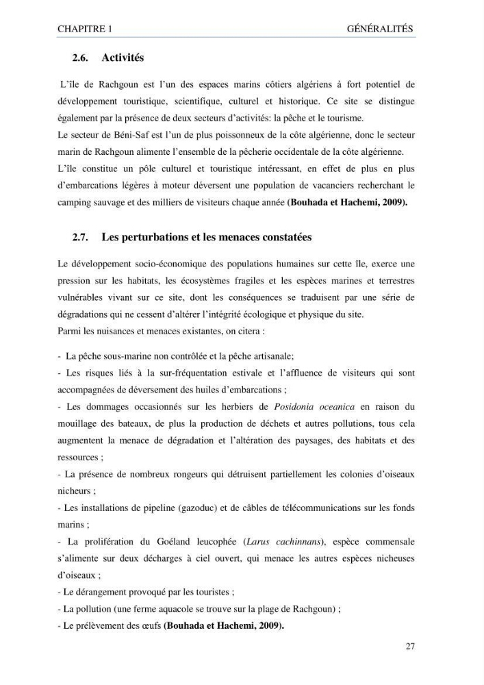 inventaire de la faune et de la flore marine d\'intérêt écologique des sites remarquables de la côte Ouest Algérienne: