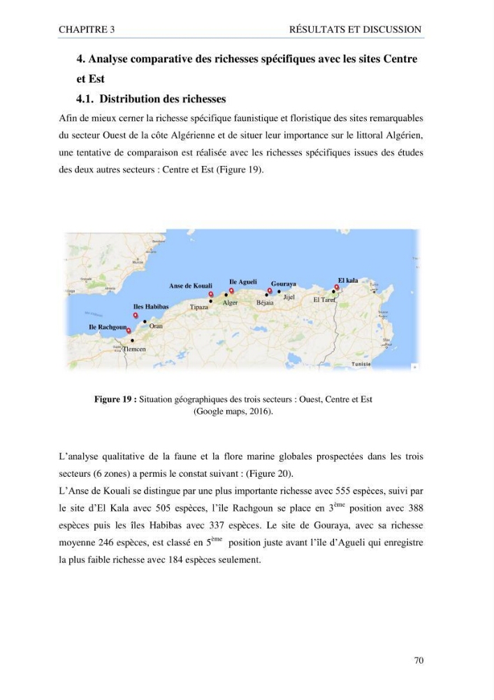 inventaire de la faune et de la flore marine d\'intérêt écologique des sites remarquables de la côte Ouest Algérienne: