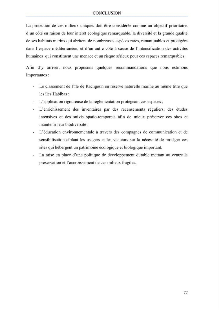 inventaire de la faune et de la flore marine d\'intérêt écologique des sites remarquables de la côte Ouest Algérienne: