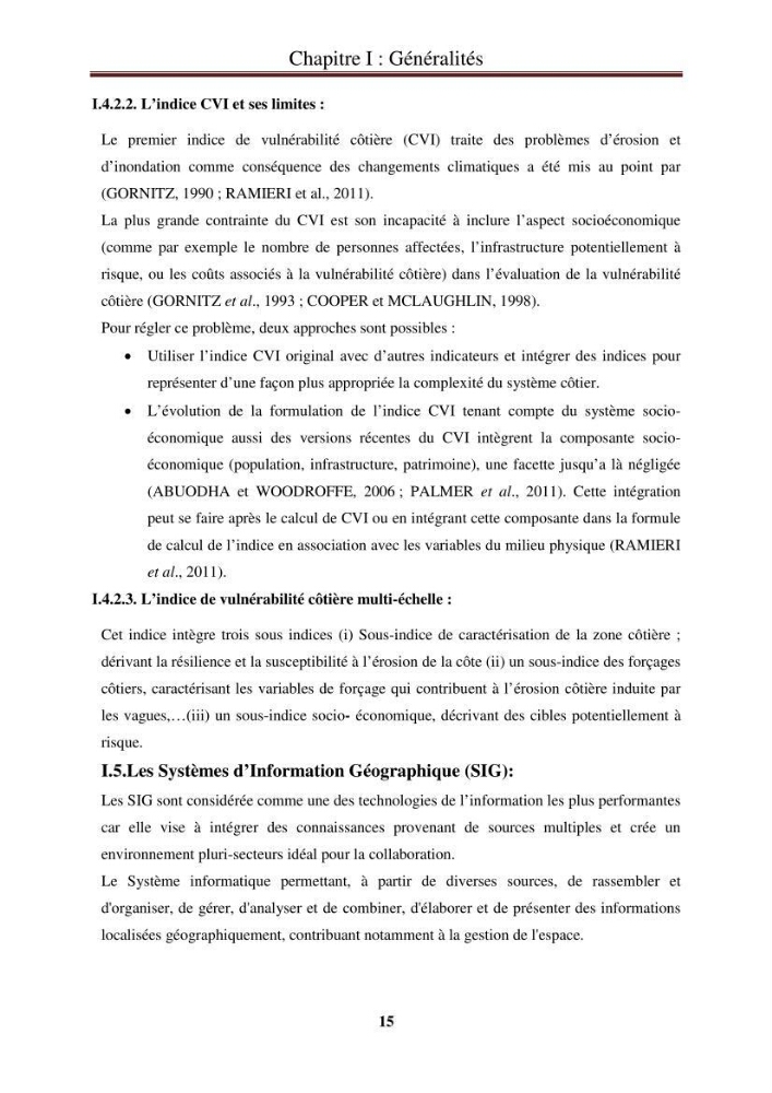 Calcul de l\'indice de vulnérabilité côtière de la baie d\'El Djamila:
