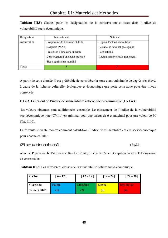 Calcul de l\'indice de vulnérabilité côtière de la baie d\'El Djamila: