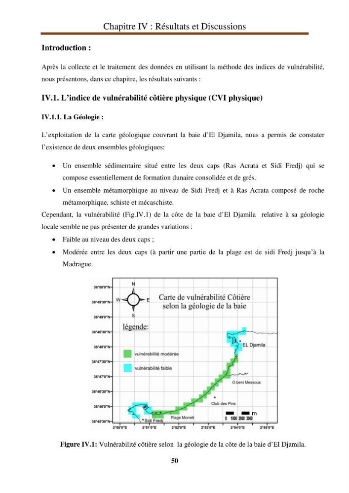 Calcul de l\'indice de vulnérabilité côtière de la baie d\'El Djamila: