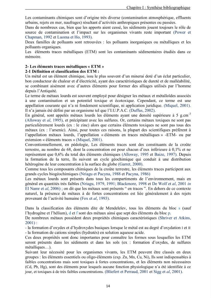 Les métaux traces dans les sédiments de la baie de Bou-Ismail