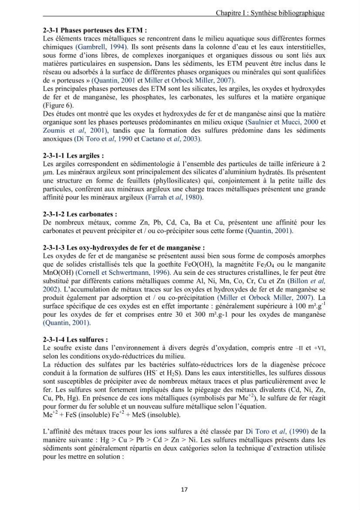Les métaux traces dans les sédiments de la baie de Bou-Ismail