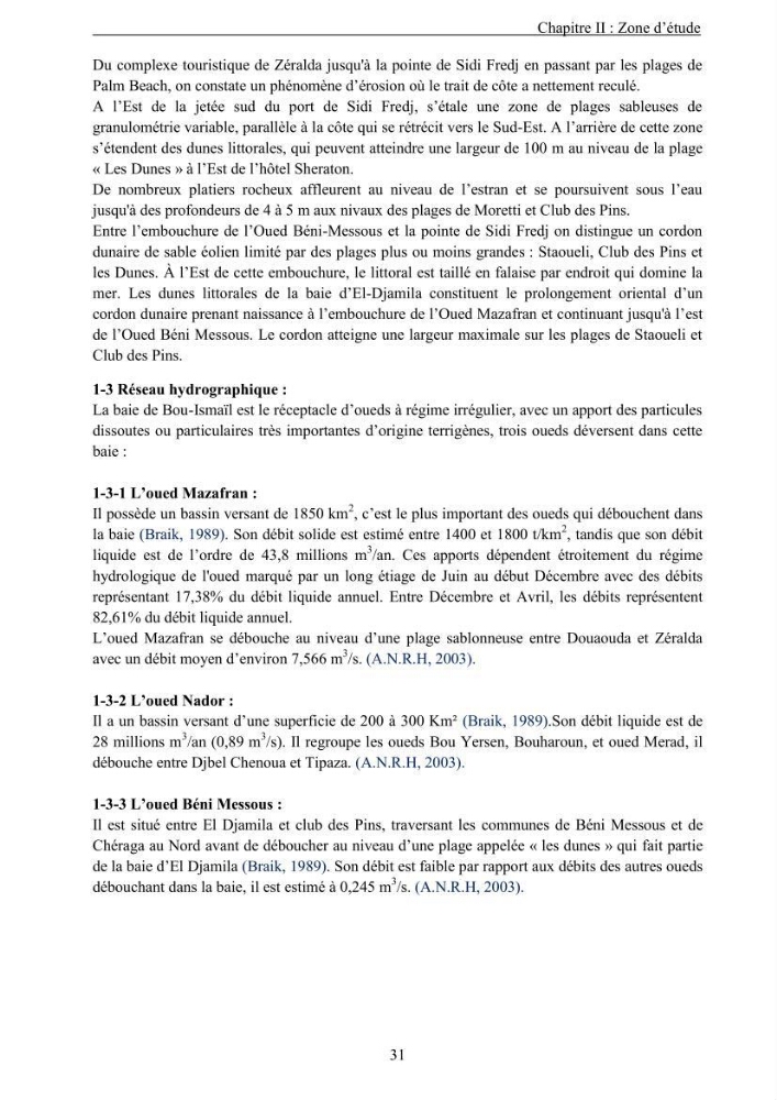 Les métaux traces dans les sédiments de la baie de Bou-Ismail