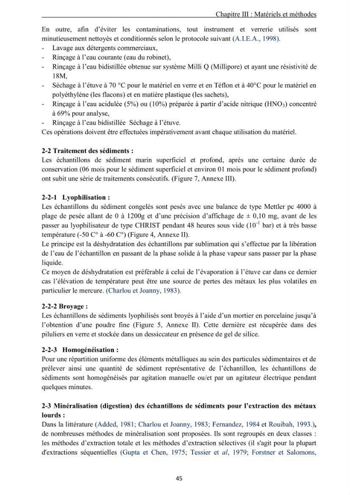 Les métaux traces dans les sédiments de la baie de Bou-Ismail
