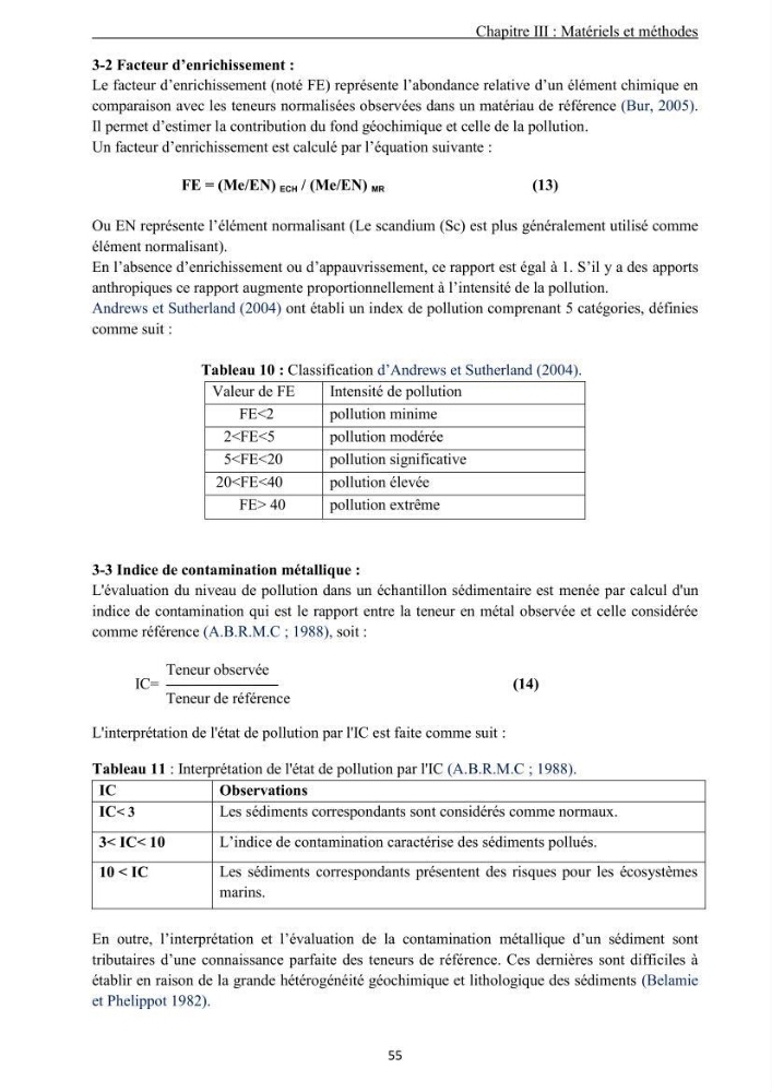 Les métaux traces dans les sédiments de la baie de Bou-Ismail