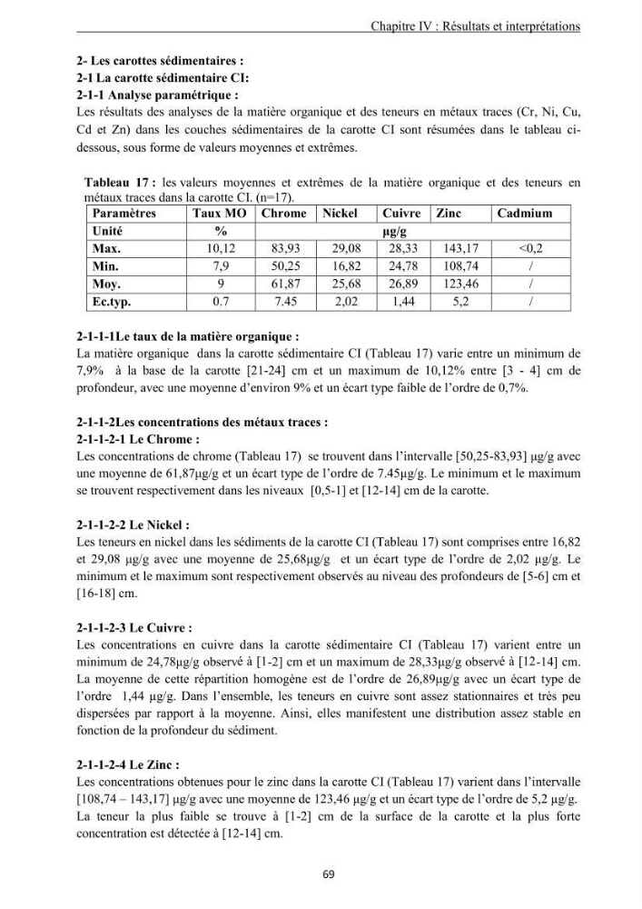 Les métaux traces dans les sédiments de la baie de Bou-Ismail