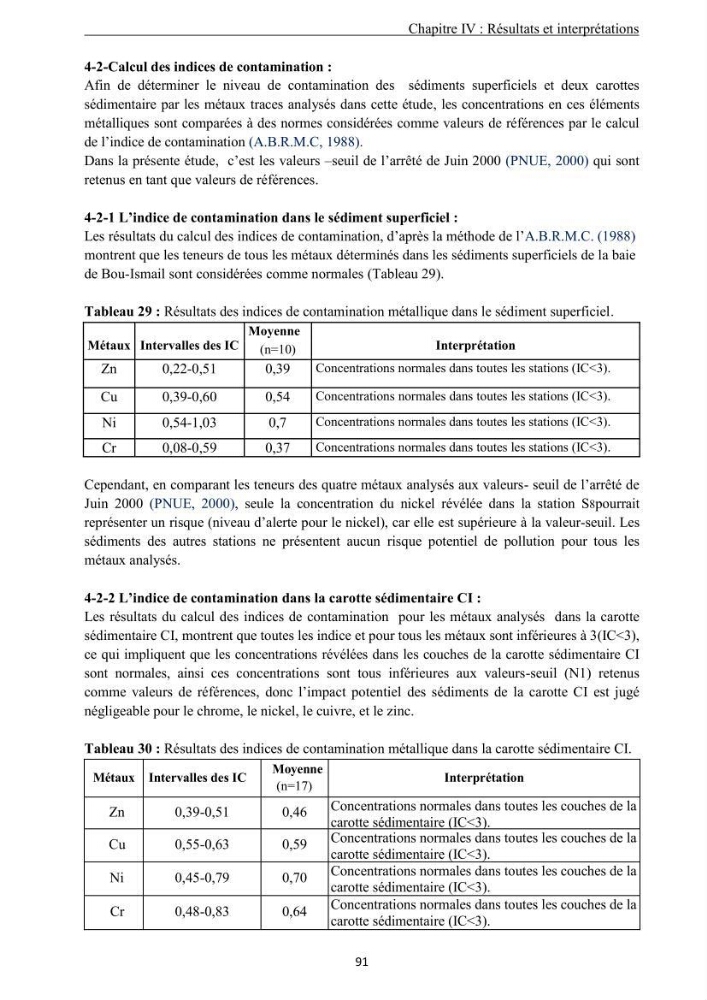 Les métaux traces dans les sédiments de la baie de Bou-Ismail