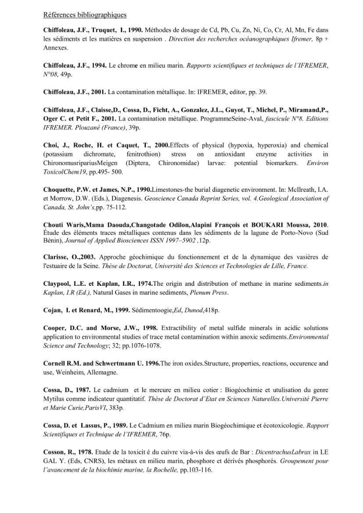 Les métaux traces dans les sédiments de la baie de Bou-Ismail