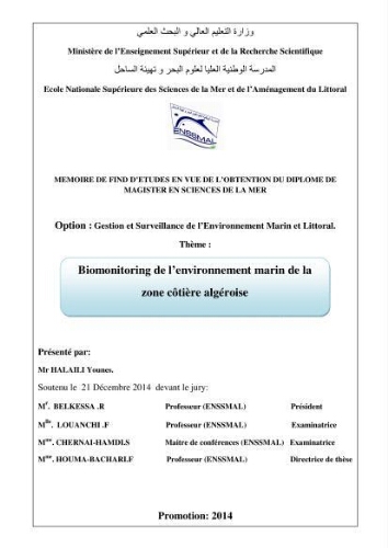 Biomonitoring de l'environnement marin de la zone côtière algéroise: Biomonitoring de l'environnement marin de la zone côtière algéroise: