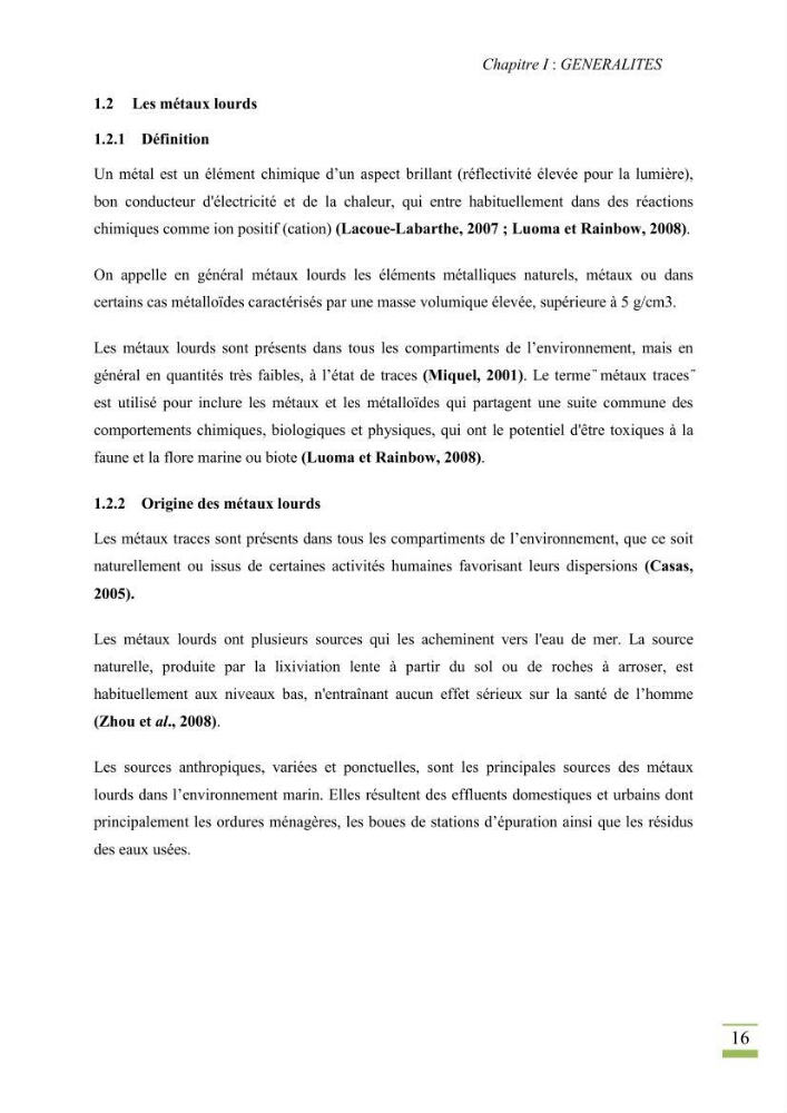 Bioaccumulation des métaux lourds chez Patella sp