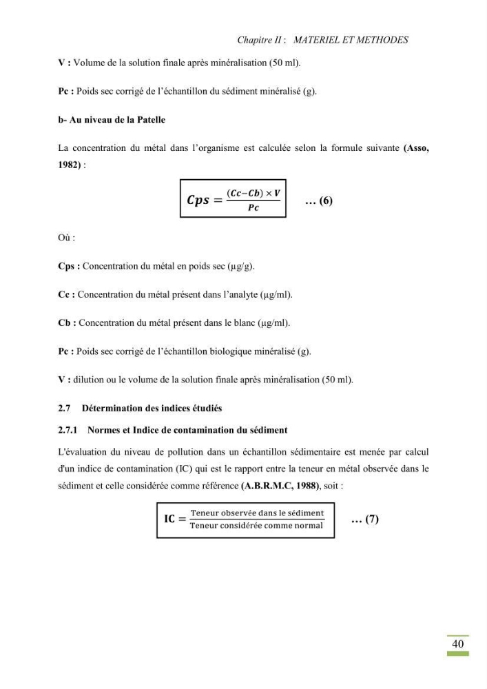 Bioaccumulation des métaux lourds chez Patella sp