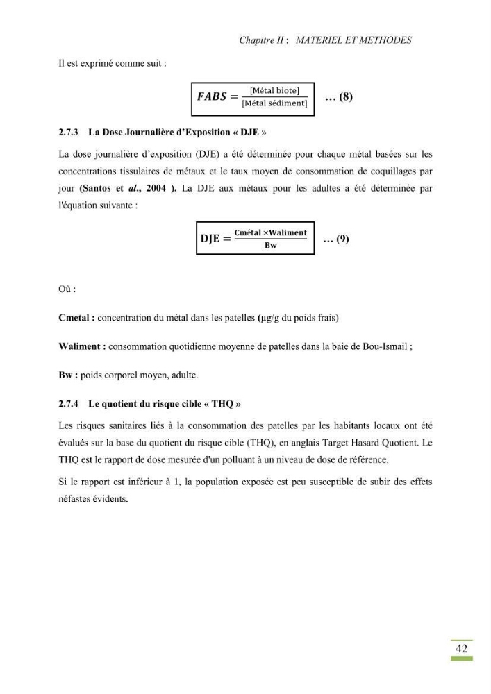 Bioaccumulation des métaux lourds chez Patella sp