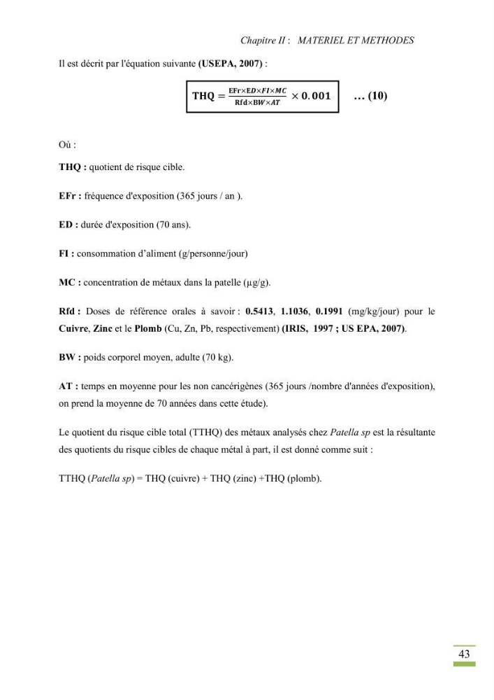 Bioaccumulation des métaux lourds chez Patella sp