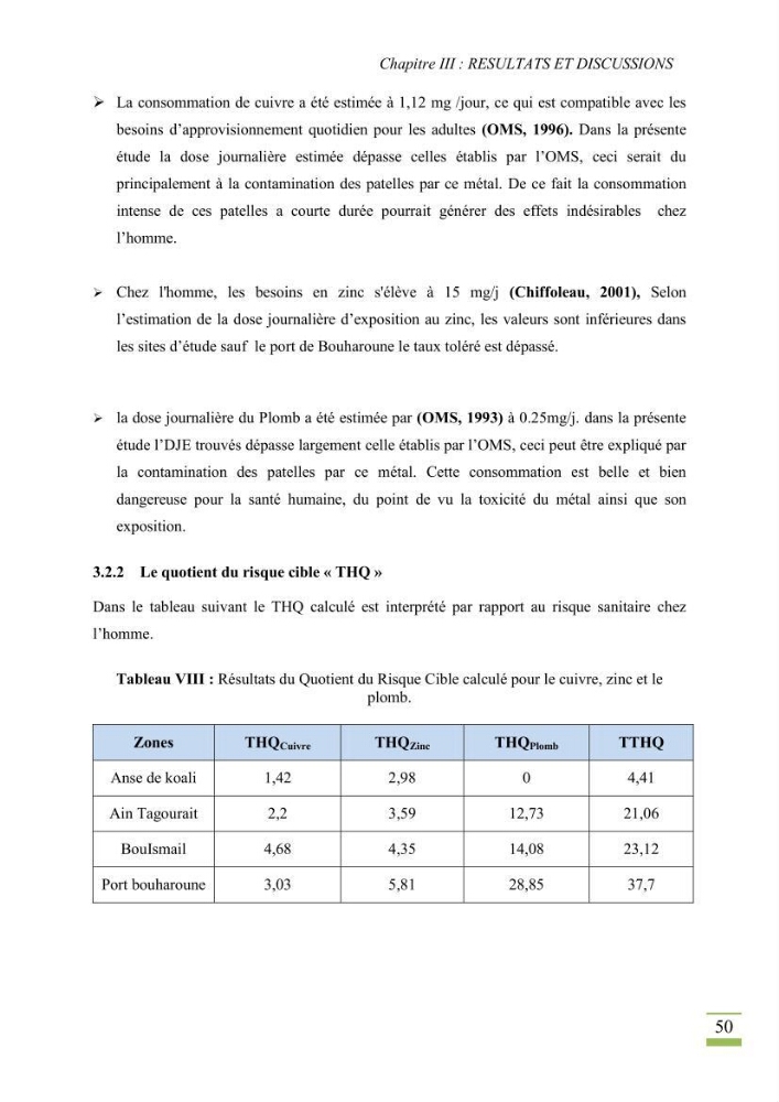 Bioaccumulation des métaux lourds chez Patella sp