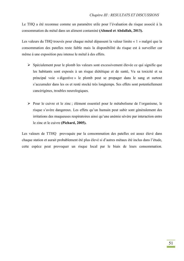 Bioaccumulation des métaux lourds chez Patella sp