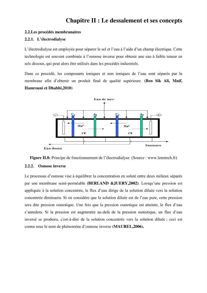 Etude de procédés et suivi du processus de dessalement des eaux de mer cas station Fouka marine