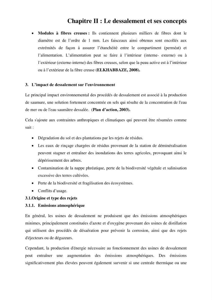 Etude de procédés et suivi du processus de dessalement des eaux de mer cas station Fouka marine